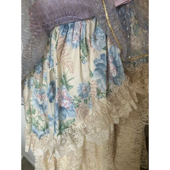 Vintage 80s Loralie Original Prom Dress Cottagecore Shimmer Lace Romantic sz 10 - Picture 16 of 16